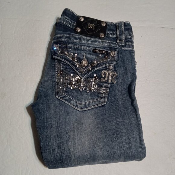 Miss Me Women's Distressed Embellished Bootcut Jeans 29 JE8007BX - Picture 1 of 7